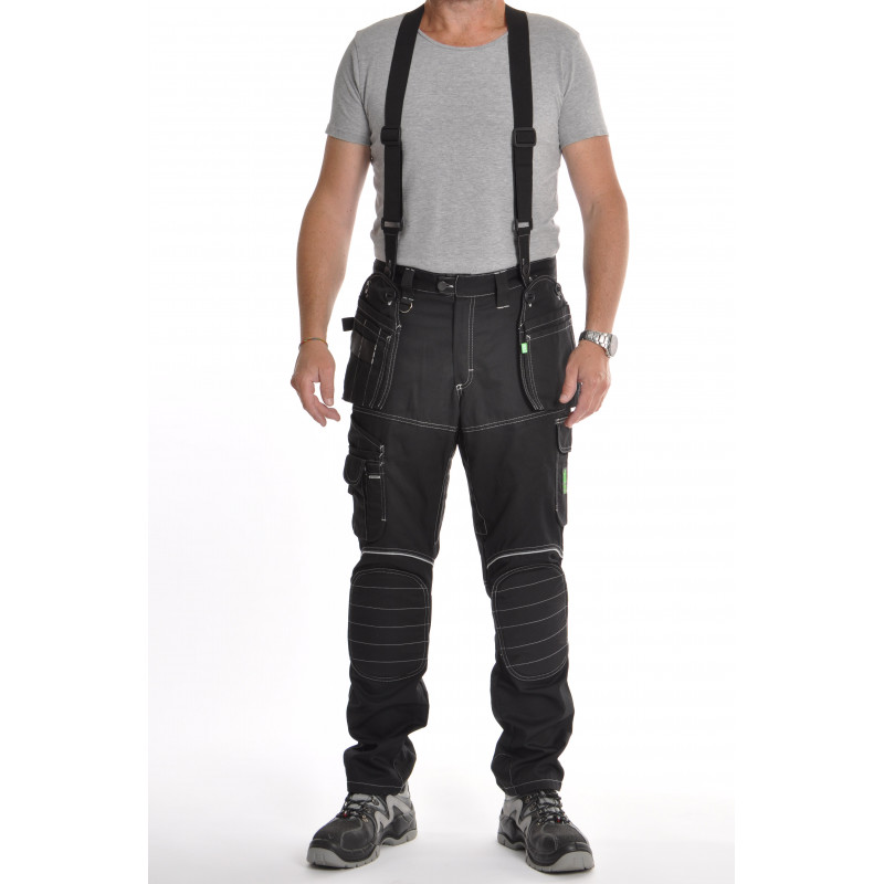 Pantalon de travail PXIII AGF noir avec bretelles