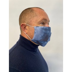 Masque protection tissu lavable provençal marineavec attache
